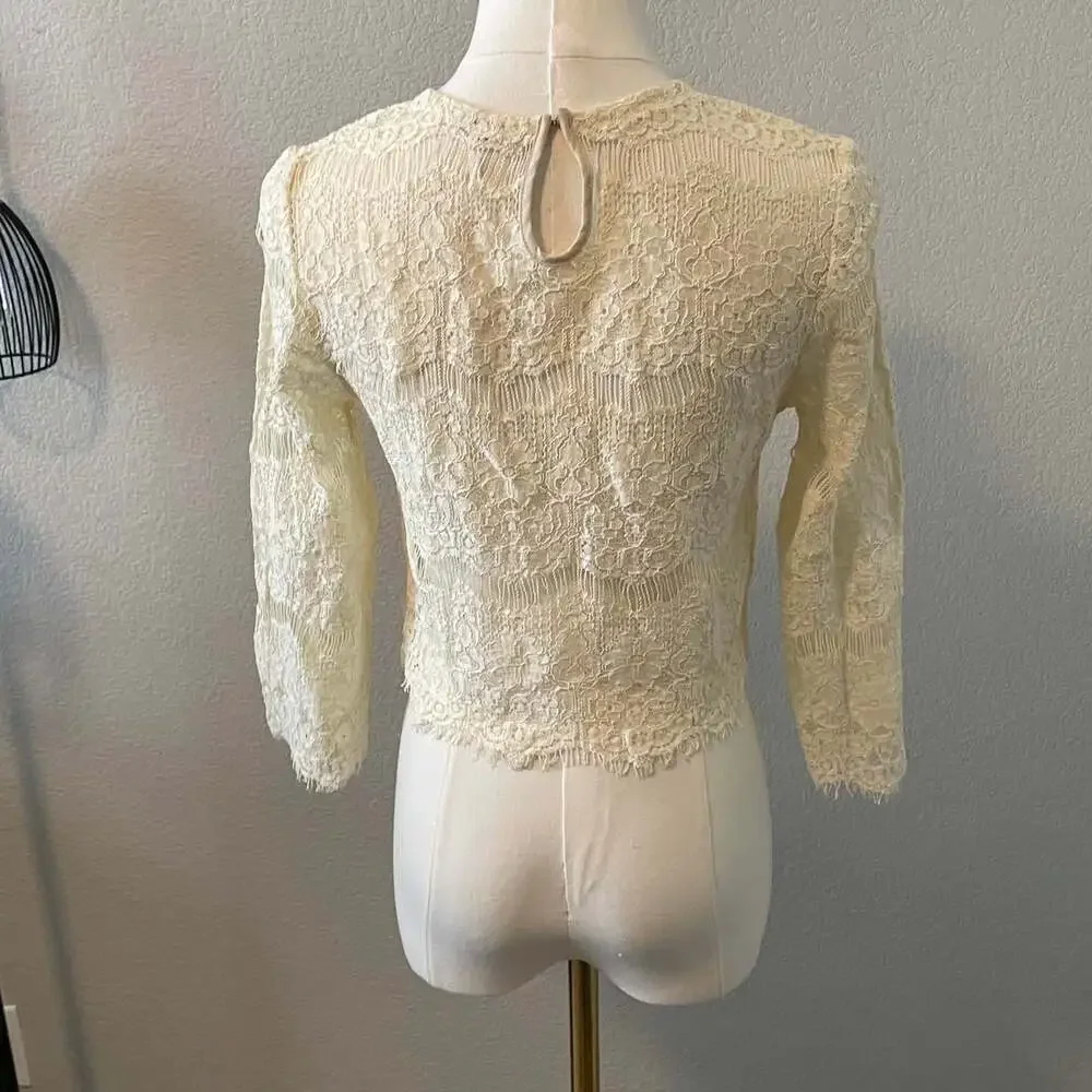 Free People Women's Cream and White Blouse